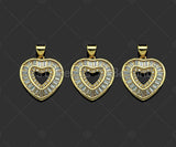 Gold Filled CZ Micro Pave Heart Shape Pendant ,18K Gold Filled Heart Charm, Necklace Bracelet Charm Pendant,18x20mm,Sku#LD98