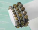 Natural Grass Flower Jasper Stretchy Bracelet, Sku#EF140