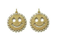 CZ Smiley Face with CZ around Charm, Sku#L674