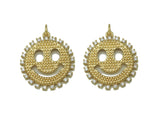 CZ Smiley Face with CZ around Charm, Sku#L674