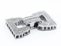 CZ Micro Pave Double D Shape Buckle Clasp, Pave Multi-Strands Connector, 35x21mm, sku#K11