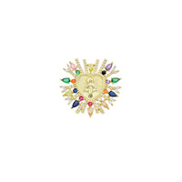 Colorful CZ Gold Virgin Mary Heart Charm, Sku#LX471