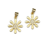 Clear CZ Gold Daisy Flower Shape Charm, Sku#LK830