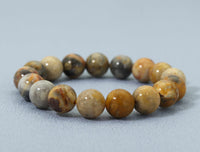 Natural Crazy Lace Agate Smooth Round Stretchy Bracelet, Sku#EF136