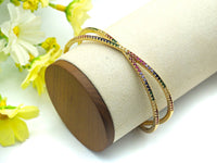 Sparkling pavé Crisscross Cuff, Cross Rainbow Cubic Zirconia Gold Bracelet, Adjustable Cuff Bracelet, 13x56x59mm,sku#X24