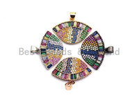 CZ Micro Pave Mixed Color Evil Eye Pendant, Oval Colored Cz Pave in Gold/Silver/Rose Gold Finish, 20x28mm, sku#F857