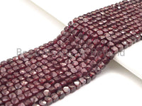 High Quality Natural Garnet Cube Beads, 4mm Faceted Cube Garnet, 16" Full Strand, Sku#U815