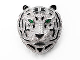 CZ Micro Pave Tiger Head beads/Focal, Tiger Focal Charm, Tiger focal beads, Gold/Rose Gold/Black/Silver Pave pendant, 38mm, sku#L159