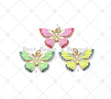 Enamel Colorful Butterfly Shape Pendant, 18K Gold Filled Butterfly Charm, Necklace Bracelet Charm Pendant,Sku#L637