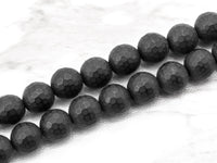 Wholesale Quality Faceted Matte Black Onyx Beads 3mm-16mm Natural Stones,Gemstones Beads, Round Beads, 15.5" Full Strand, SKU#Q1