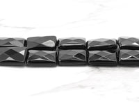 High quality Faceted Rectangle Shaped Black Onyx Natural Stone Beads, Gemstones Beads, Rectangular Beads,15.5" Full Strand, SKU#Q17