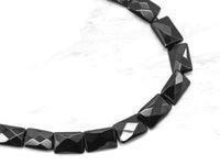 High quality Faceted Rectangle Shaped Black Onyx Natural Stone Beads, Gemstones Beads, Rectangular Beads,15.5" Full Strand, SKU#Q17