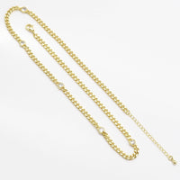 Gold Cuban Link Chain with Clear Heart Necklace,sku#LX228