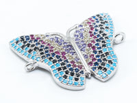 CZ Micro Pave Mixed Color Butterfly Connector 20x25mm, CZ Pave Charms, SKU#E288