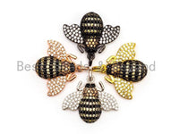 BEE Inspired Charm, CZ Micro Pave Inspired insect Charm, Pave Bug Charm, Gold/Rose Gold/Silver/Black, 19x22x5mm,SKU#F435