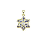 CZ Cobalt Enamel Jewish Star of David Pendant, Sku#LX599