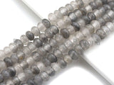 2mm Large Hole Natural Cloudy Quartz Beads, Rondelle Smooth 6x10mm/5x8mm, 8" Long Strands, sku#U701