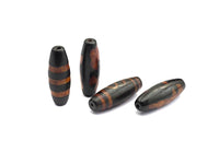 Natural Tibetan Agate Long Oval Shape Beads, Black Brown Dzi beads, Barrel Agate Beads, 10x30mm, sku#U561