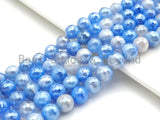 Mystic Plated Faceted Agate Beads,6mm/8mm/10mm, Plated Blue White Banded Agate Beads,15.5" Full Strand, SKU#UA80