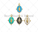 Gold Filled Jesus on Black/White/Blue/Green Enamel Oval Pendant, 18K Gold Filled Enamel Charm, Enamel Jewelry,13x19mm,Sku#B135