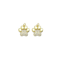 Gold Silver CZ Paw Print Charm, Sku#LK908