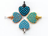 CZ Micro Pave Turquoise Heart shaped Pendant/Charm, Cubic Zirconia Pendant/Charm for Necklace Bracelet,9x10mm, sku#F335