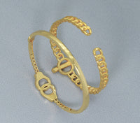 Gold CZ Pave Thin Toggle Handcuff Cuff bracelet, sku#JL118