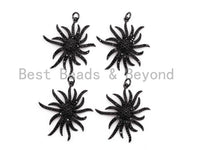 Black CZ Pave On Black Micro Pave Flower Charm Beads, Flower Beads,29x32mm, sku#F390/F352