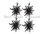 Black CZ Pave On Black Micro Pave Flower Charm Beads, Flower Beads,29x32mm, sku#F390/F352