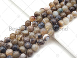 High Quality Natural Grey Banded Agate Smooth Beads, 6mm/8mm/10mm/12mm Brown Gemstone Beads, Agate Beads, 15.5'' Full Strand, SKU#UA217