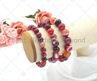 Natural Red Banded Agate Stretchy Bracelet,Sku#EF24