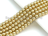 New Light Gold Natural Hematite Beads, 6mm/8mm/10mm Round Smooth Light Gold Hematite Beads, 15.5" Full Strand, sku#S125