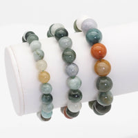 Genuine Burma Jade Round Smooth Stretchy Bracelet, Sku#EF444