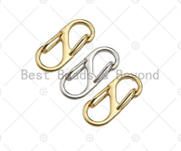 18K Gold/Silver Double Sides Push Lock, S Hook Push Gate Clasp, Push Clasp, Gold/Silver Spring Clasp, 14x33 mm, sku#K178