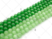 Cat's Eye Green/Light Green Round Beads, 6mm/8mm/10mm/12mm Smooth Round, 15.5'' Full Strand, Sku#UA162