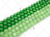 Cat's Eye Green/Light Green Round Beads, 6mm/8mm/10mm/12mm Smooth Round, 15.5'' Full Strand, Sku#UA162