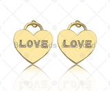 CZ Micro Pave Love Word On Heart Lock Shape Pendant/Charm, 18K Gold Filled Heart Charm, Necklace Bracelet Charm Pendant,25x28mm,Sku#LD104