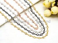 1 Foot/Yard-CZ Beaded Chain-4mm Diamond Shape CZ Beads-Gold Silver Rose Gold Gunmetal Plated Bezel Chain,Bezel Connector Beads,sku#E365