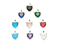 Colorful CZ Gold Heart Shape Connector Charm, Sku#F1513