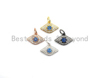 CZ Micro Pave Evil Eye Pendant for Necklace/Bracelet, Cobalt CZ,Cubic Zirconia Pendant,9x14mm, sku#Y199