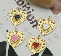 Enamel Heart Pendant, Sku#Z1433