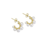 Gold White Pearl Arc-Shaped Stud Earrings, Sku#LD457