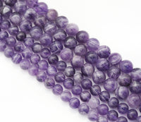 High Quality Genuine Dog Teeth Amethyst Round Smooth Beads,