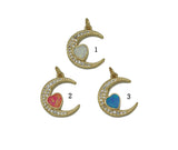 Opal Heart On Cresent Moon Charm, Sku#F1504