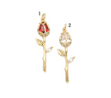 Colorful CZ Gold Tulip Flower Charm, Sku#ZX110