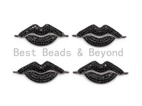 Black CZ Pave On Black Micro Pave Black Lip Connector, CZ Pave Connector, Gumental plated, 12x30mm,sku#M224