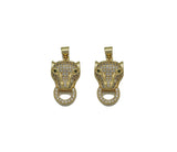 CZ Gold Leopard Head Charm, Sku#LX133