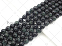 High Quality Natural Green Obsidian, Round Smooth 10mm/12mm Beads, 15.5" Full Strand, Sku#U1132