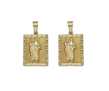 Gold CZ Pharaoh Rectangle Dog Tag Charm, Sku#LK710