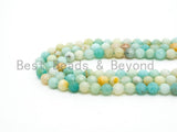 Quality Natural Amazonite beads, 6mm/8mm/10mm/12mm, Faceted Round Amazonite Gemstone Beads, 15.5inch strand, SKU#U228